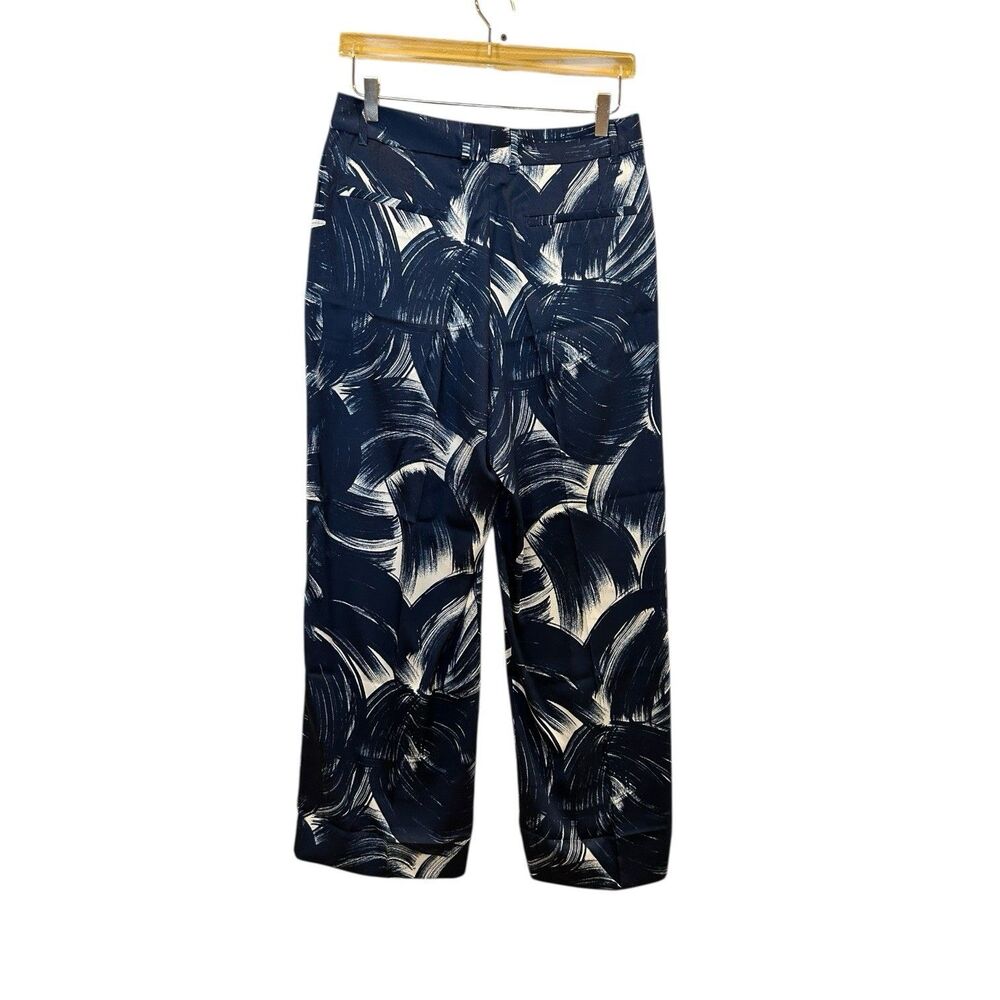 Banana Republic Brush Stroke Print Blue Relaxed Trouser Wide Leg Pants Sz 8 NWT - Picture 9 of 13